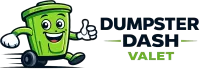Dumpster Dash Valet — smiling green trash bin mascot giving thumbs up
